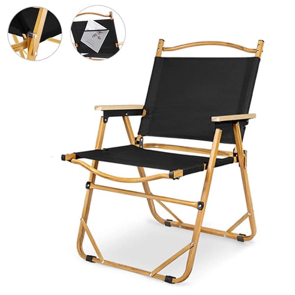Fällbar utomhus campingstol, lättvikts aluminiumlegering, ergonomisk design, halkfri stabilitet,svart