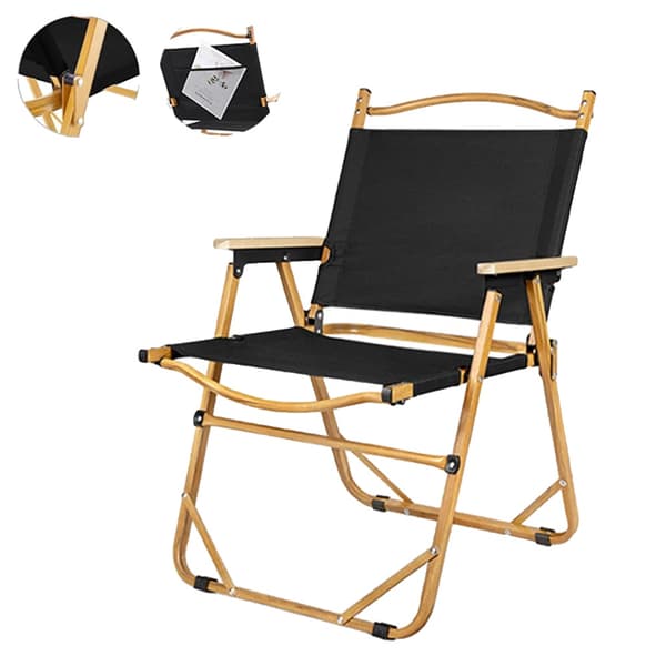 Fällbar utomhus campingstol, lättvikts aluminiumlegering, ergonomisk design, halkfri stabilitet,svart