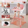 Miniatyrbild 2 av 2: Babystol, Justerbart 5-punkts säkerhetsbälte, Förstärkt stålrörsdesign,Rosa