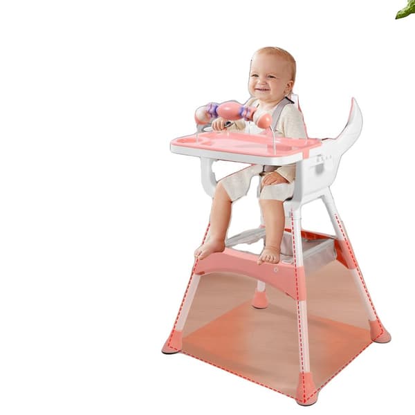 Babystol, Justerbart 5-punkts säkerhetsbälte, Förstärkt stålrörsdesign,Rosa