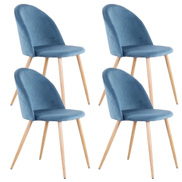 Matstolar, Mjukt Sammet Material, Metallfötter, Blå