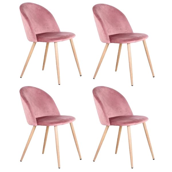 Matstolar, Mjukt Sammet Material, Metallfötter, Rosa