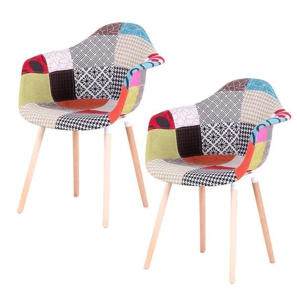 Matstolar, tyg patchwork design, vadderad sits, Röd