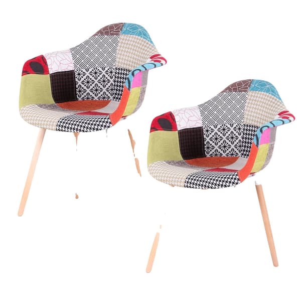 Matstolar, tyg patchwork design, vadderad sits, Röd