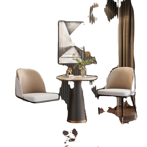 Matstolar, konstläderklädda, modern design, Beige vit grå