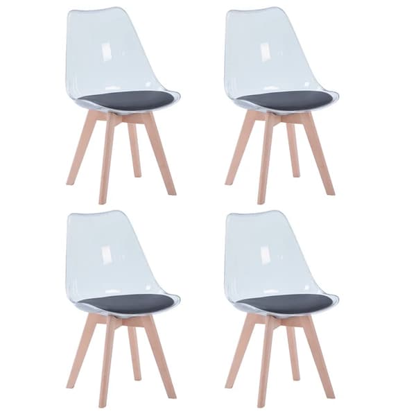 Spisesæt med gennemsigtigt design, moderne komfort., Sort