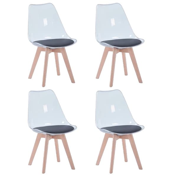 Spisesæt med gennemsigtigt design, moderne komfort., Sort