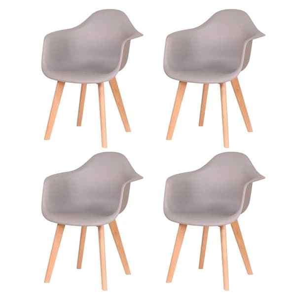 Matstol, minimalistisk design, bokben, Grå