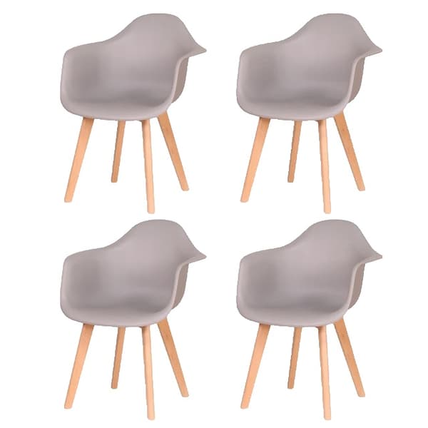 Matstol, minimalistisk design, bokben, Grå