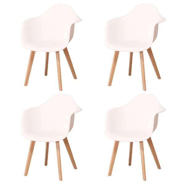 Matstol, minimalistisk design, bokben, Vit
