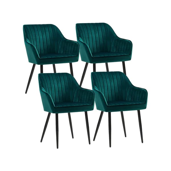 Set med 4 stoppade stolar i bensinfärg