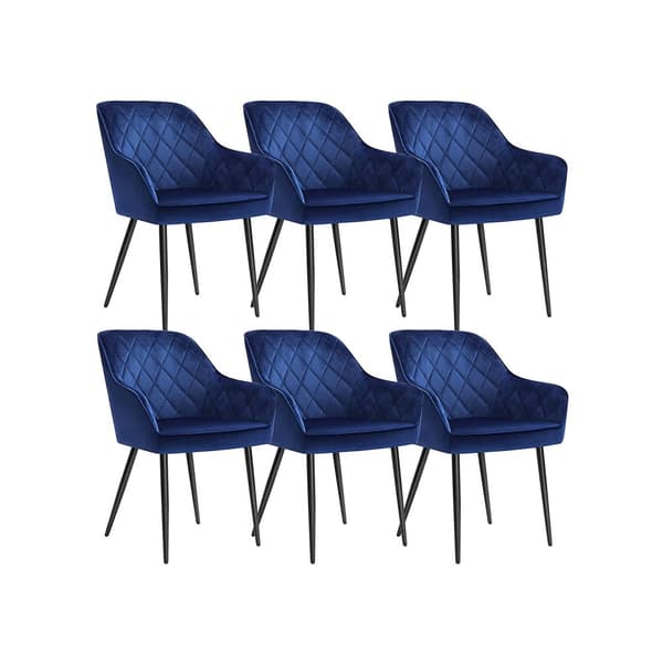 Set med 6 matstolar med armstöd blå