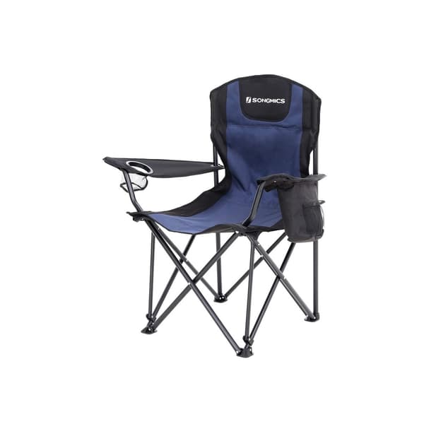 Campingstol med dryckeshållare Svart-Blå