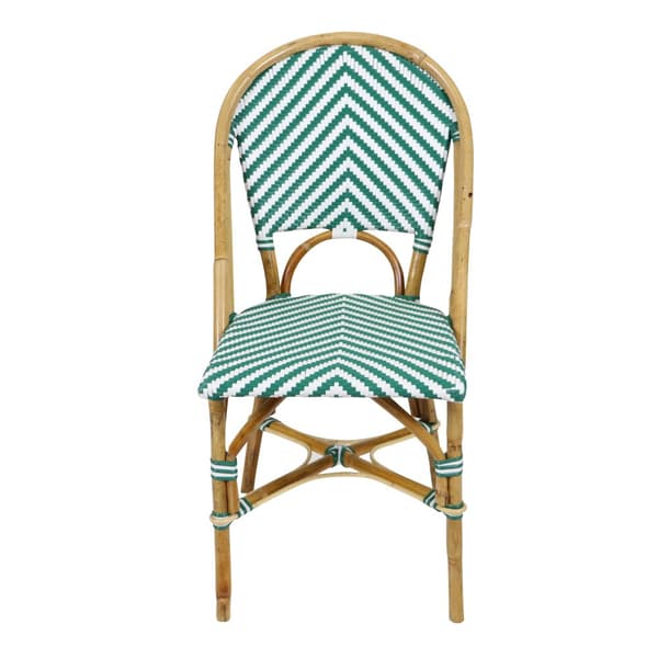 AXI Jacqueline 3-osainen bistro-setti vihreä/valkoinen | Bistro-setti 2 tuolia ja pöytä, rottinki, Vintage Design | Parvekesetti luonnon ja