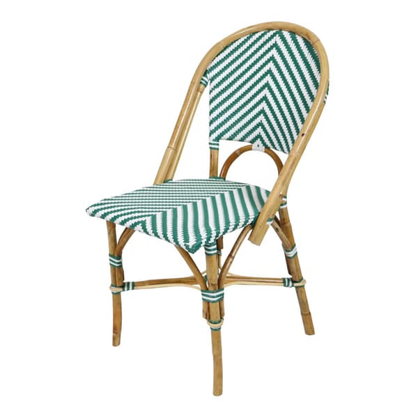 AXI Jacqueline 3-osainen bistro-setti vihreä/valkoinen | Bistro-setti 2 tuolia ja pöytä, rottinki, Vintage Design | Parvekesetti luonnon ja