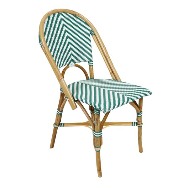 AXI Jacqueline 3-osainen bistro-setti vihreä/valkoinen | Bistro-setti 2 tuolia ja pöytä, rottinki, Vintage Design | Parvekesetti luonnon ja