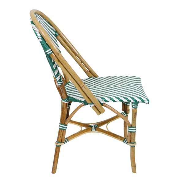 AXI Jacqueline 3-osainen bistro-setti vihreä/valkoinen | Bistro-setti 2 tuolia ja pöytä, rottinki, Vintage Design | Parvekesetti luonnon ja