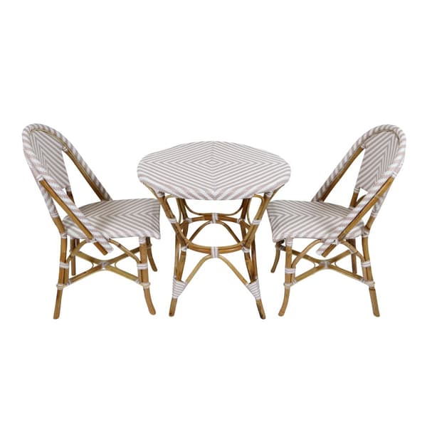 AXI Jacqueline 3-osainen bistrosetti ruskea/valkoinen | Bistrosetti 2 tuolia ja pöytä, rottinki, Vintage Design | Parvekesetti luonnon- ja