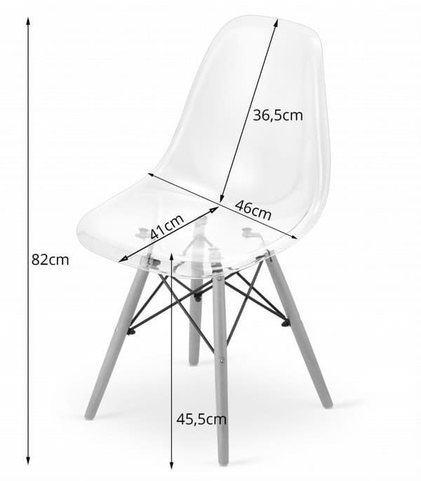 OSAKA stol transparent / naturliga ben x 4