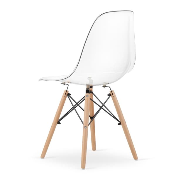 OSAKA stol transparent / naturliga ben x 4