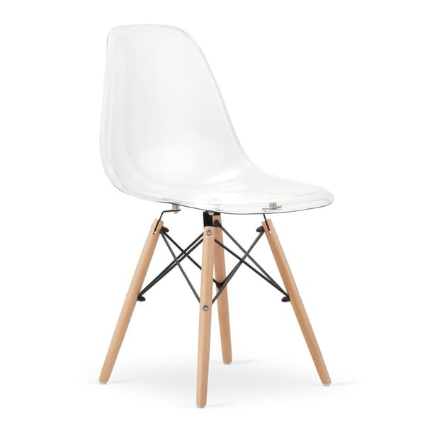OSAKA stol transparent / naturliga ben x 4