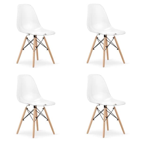 OSAKA stol transparent / naturliga ben x 4