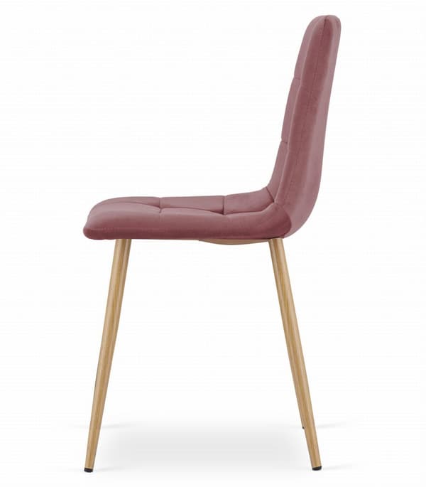 KARA stol - rosa sammet / träfärgade ben x 2