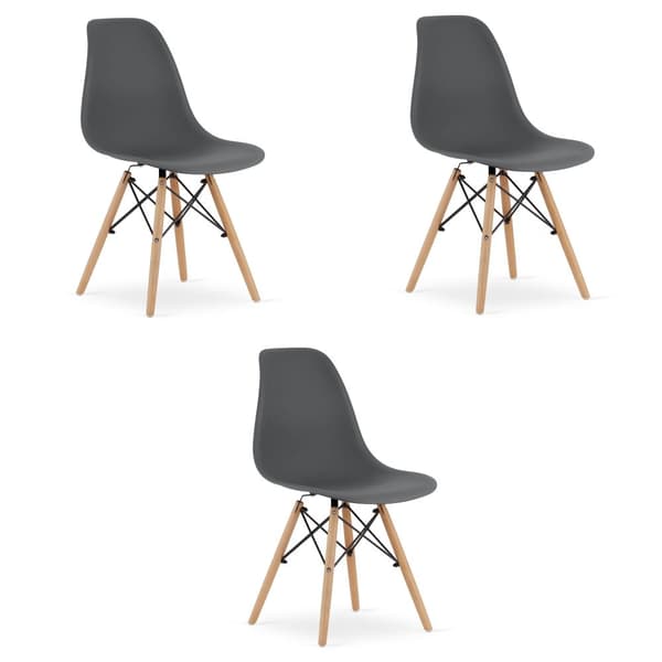OSAKA stol mörkgrå / naturliga ben x 3