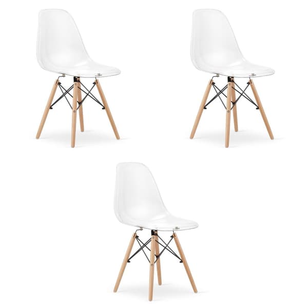 OSAKA stol transparent / naturlige ben x 3