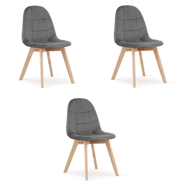 BORA Stol - Mörkgrå sammet x 3