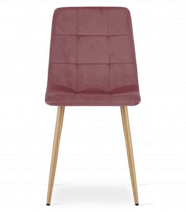 KARA stol - rosa sammet / träfärgade ben x 3