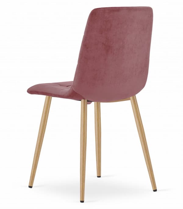 KARA stol - rosa sammet / träfärgade ben x 3