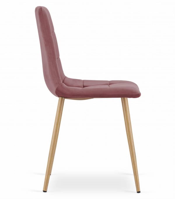 KARA stol - rosa sammet / träfärgade ben x 3