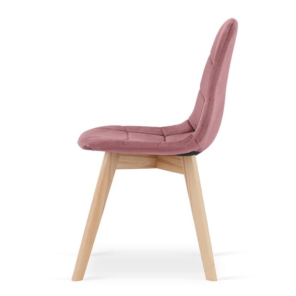 BORA stol - mørkerosa velour x 4