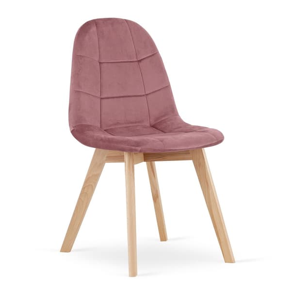BORA stol - mørkerosa velour x 4