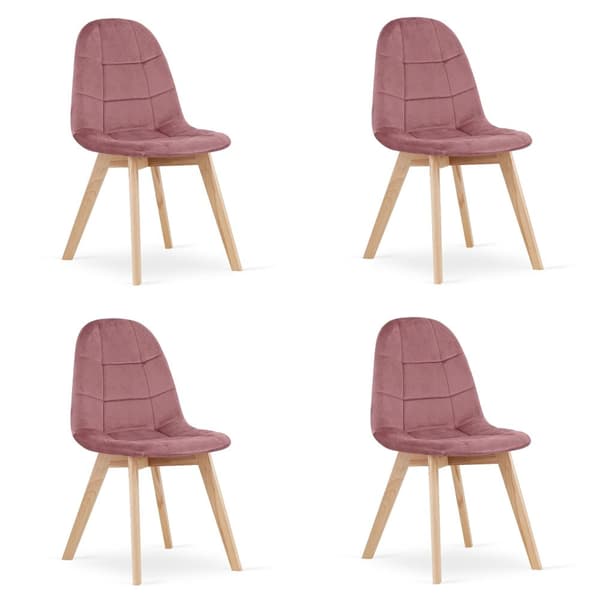 BORA stol - mørkerosa velour x 4