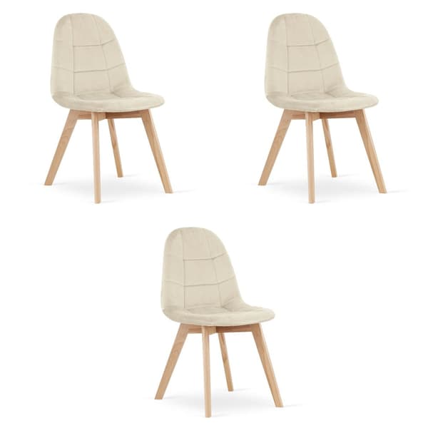 BORA stol - beige sammet x 3