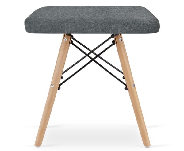 WERK pall - grått tyg / naturliga ben x 3