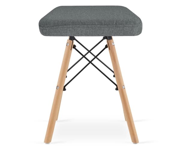WERK pall - grått tyg / naturliga ben x 4