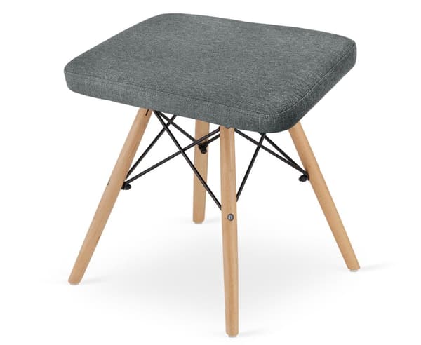 WERK pall - grått tyg / naturliga ben x 4