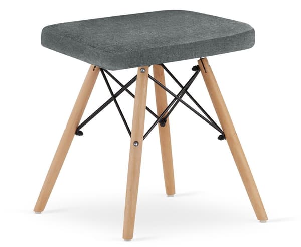 WERK pall - grått tyg / naturliga ben x 4
