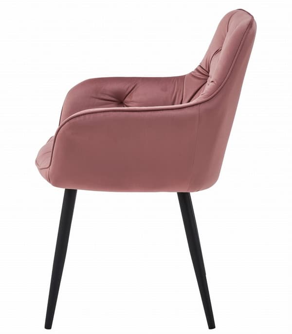 JORK stol - rosa sammet / svarta ben x 1