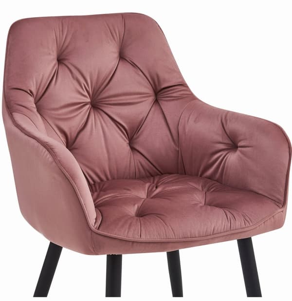 JORK stol - rosa sammet / svarta ben x 1