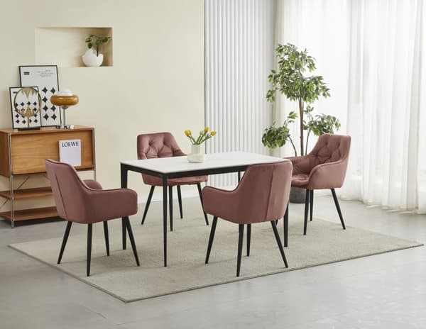 JORK stol - rosa sammet / svarta ben x 1
