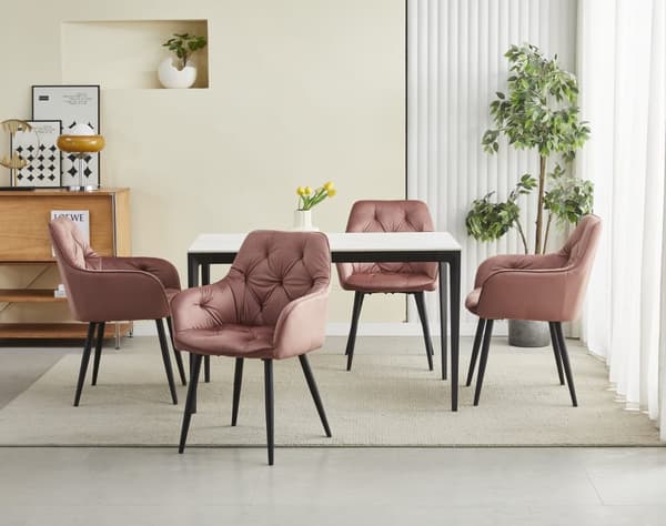 JORK stol - rosa sammet / svarta ben x 1