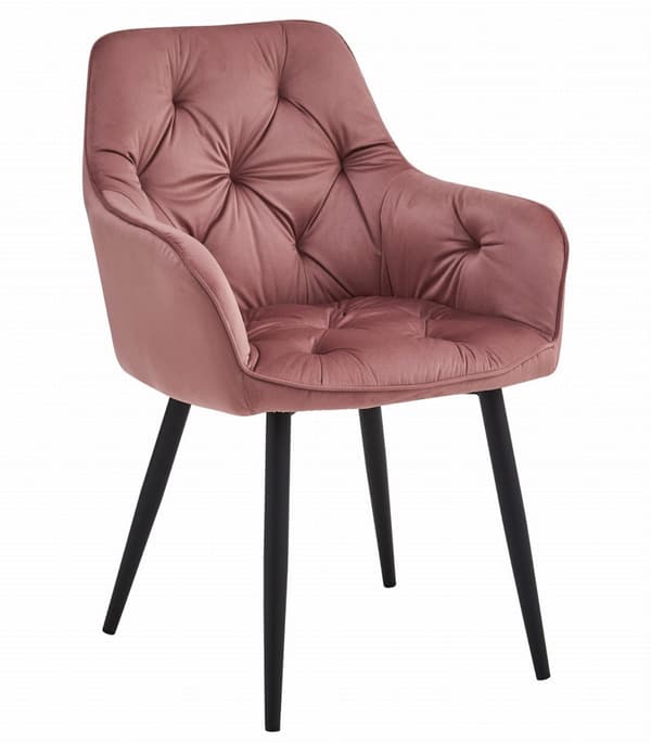 JORK stol - rosa sammet / svarta ben x 1