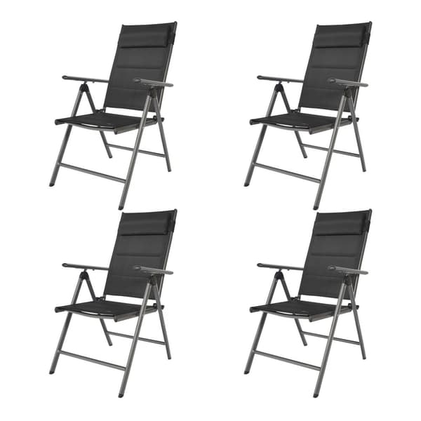 AXI Mack Campingstole Antracit/sort, sæt med 4 stk.  | Kompakt, sammenklappelig havestol, 7 indstillinger, med pude | Aluminiumsstel | Campingstol