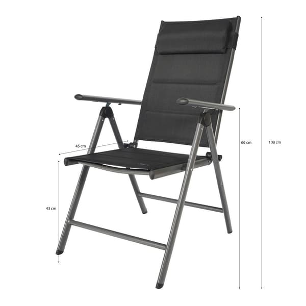 AXI Mack campingstol Antracit/sort, Sæt med 6 stk | Compacte, opvouwbare tuinstoel, 7 standen, met kussen | Aluminium frame | Campingstoel 68 – 97