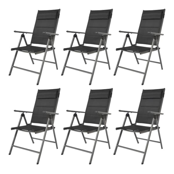 AXI Mack campingstol Antracit/sort, Sæt med 6 stk  | Compacte, opvouwbare tuinstoel, 7 standen, met kussen | Aluminium frame | Campingstoel  68 – 97