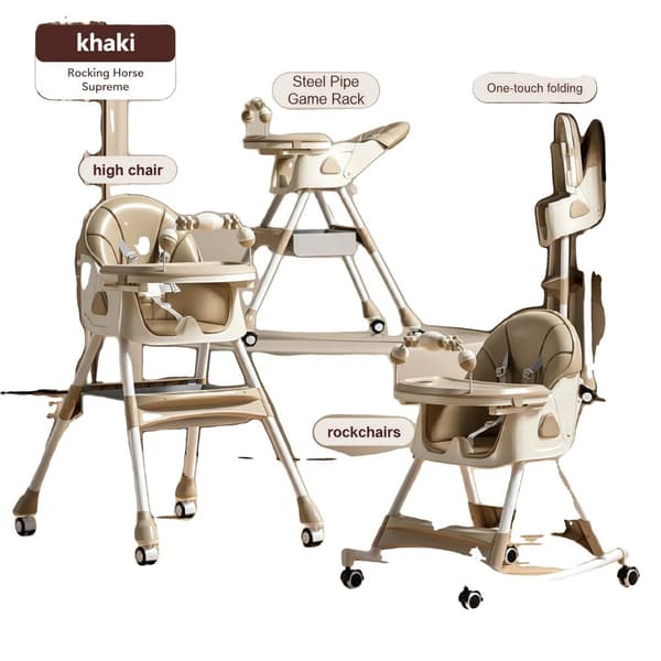 Hög stol, unisex, plastmaterial, justerbart ryggstöd,560-KHAKI